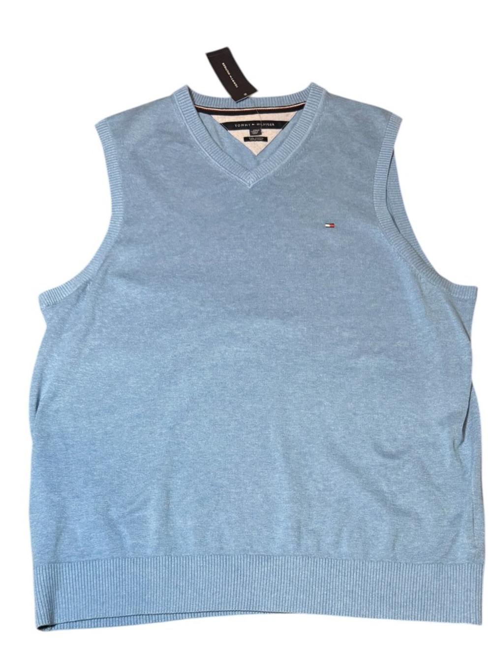 Tommy Hilfiger Pima Cotton Light Blue Knit Sweater Vest Mens Size XXL NWT